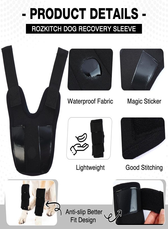 ROZKITCH Dog Leg Protector for Rear Hock Joint or Front Leg Knee, 1 Pair of Dog Leg Compression Wrap Sleeve for Anti Licking Carpal Support Ankle Support Protect Injury Sprain Torn ACL CCL Black L - Image 2